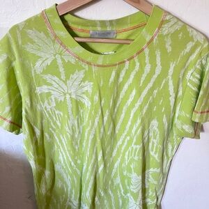 Ragabond Studio for Free People Fivw Palms Vibrant Green Patterned T-Shirt